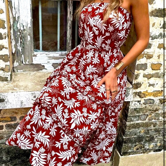 Boho Hawaiian leaf print dress - Picture 4 of 4